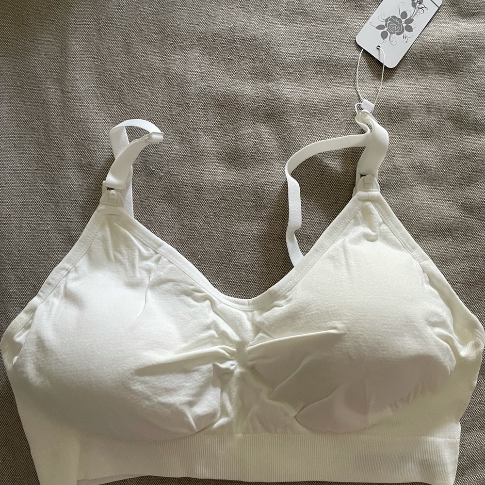 White Nursing Bras, XXL; 3 are NWT and 2 are used